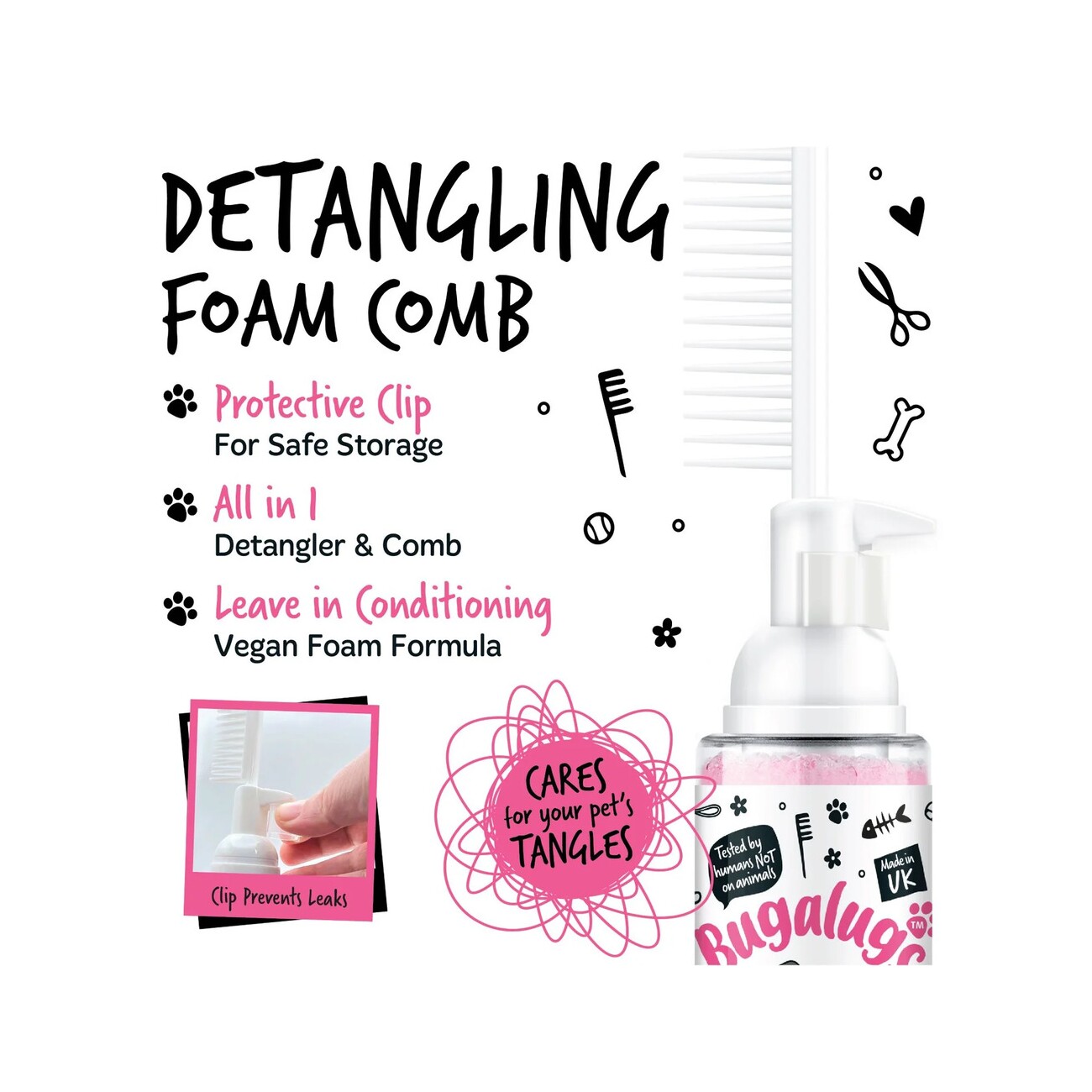 Bugalugs Fellentwirrungsschaum mit Kamm Baby Fresh 150 ml