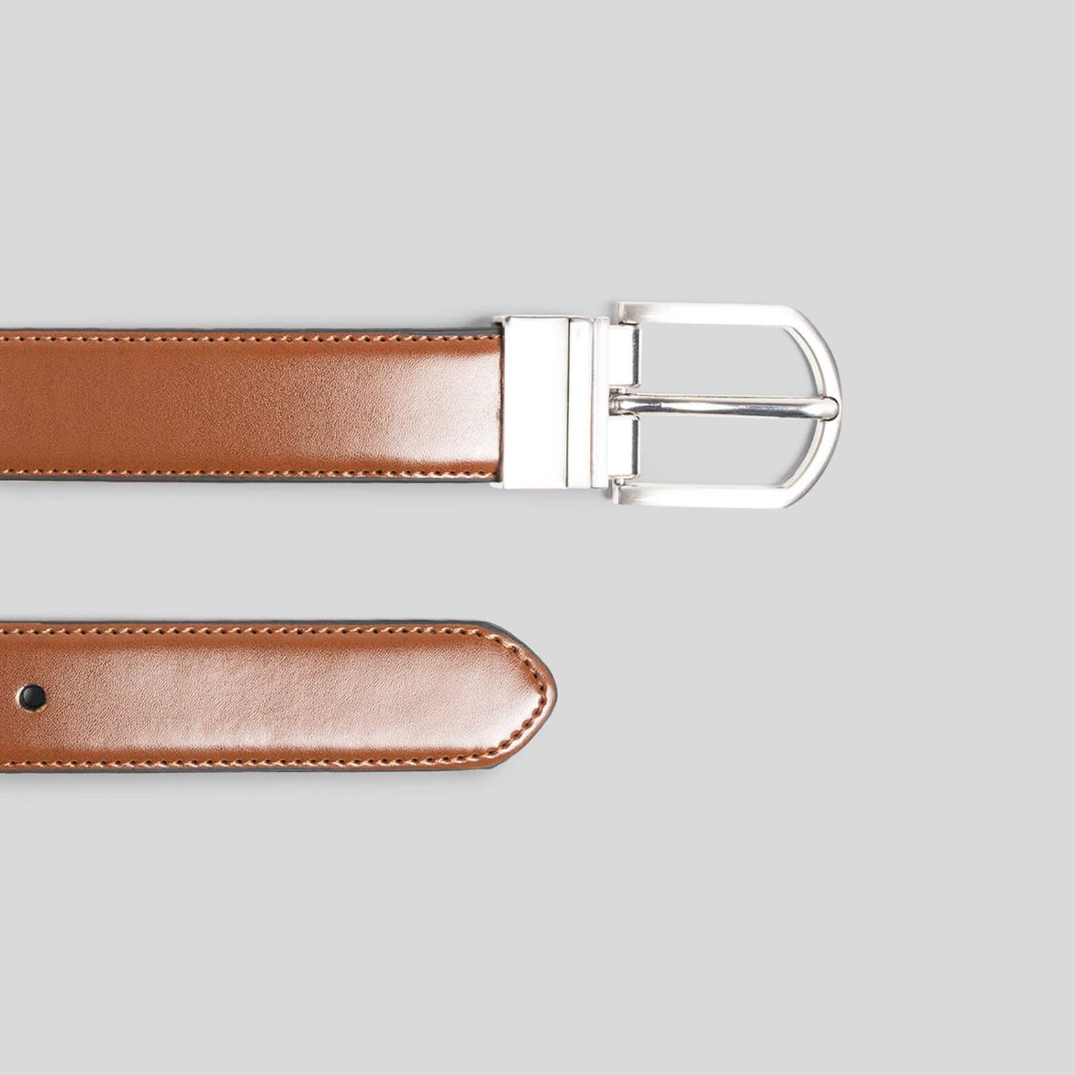 Ceinture réversible à boucle en Suède Camel
