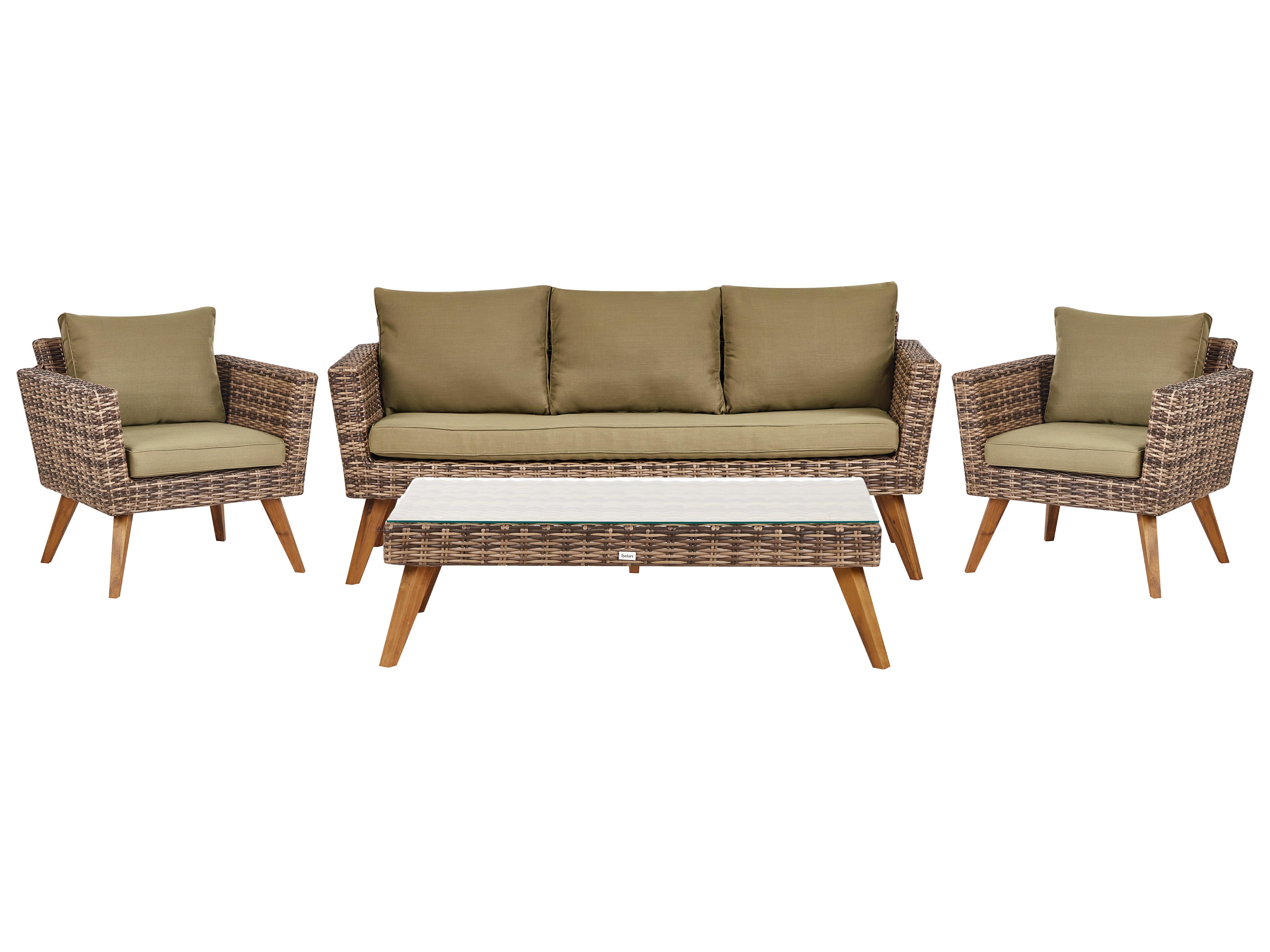 Loungeset met tafel 5-zits VITTORIA XL PE rotan Olijfgroen