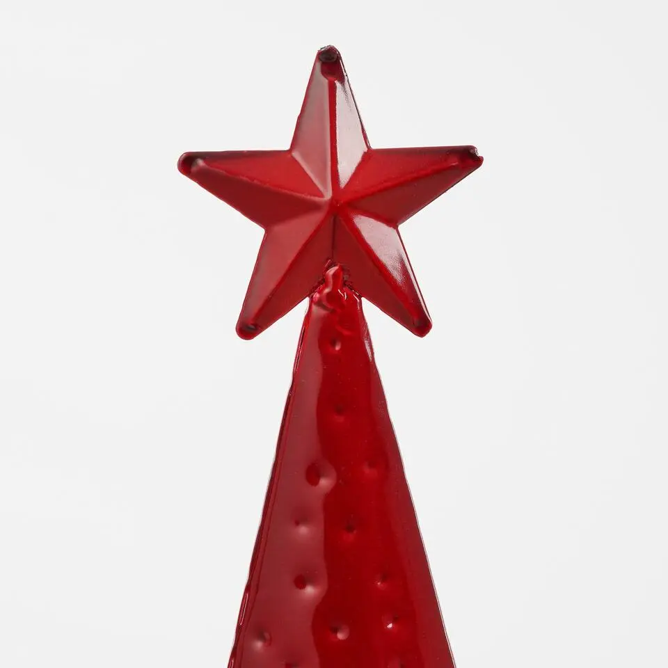 Mica Decorations Decoratie Kerstboom - L15 x B8 x H68 cm - IJzer - Rood