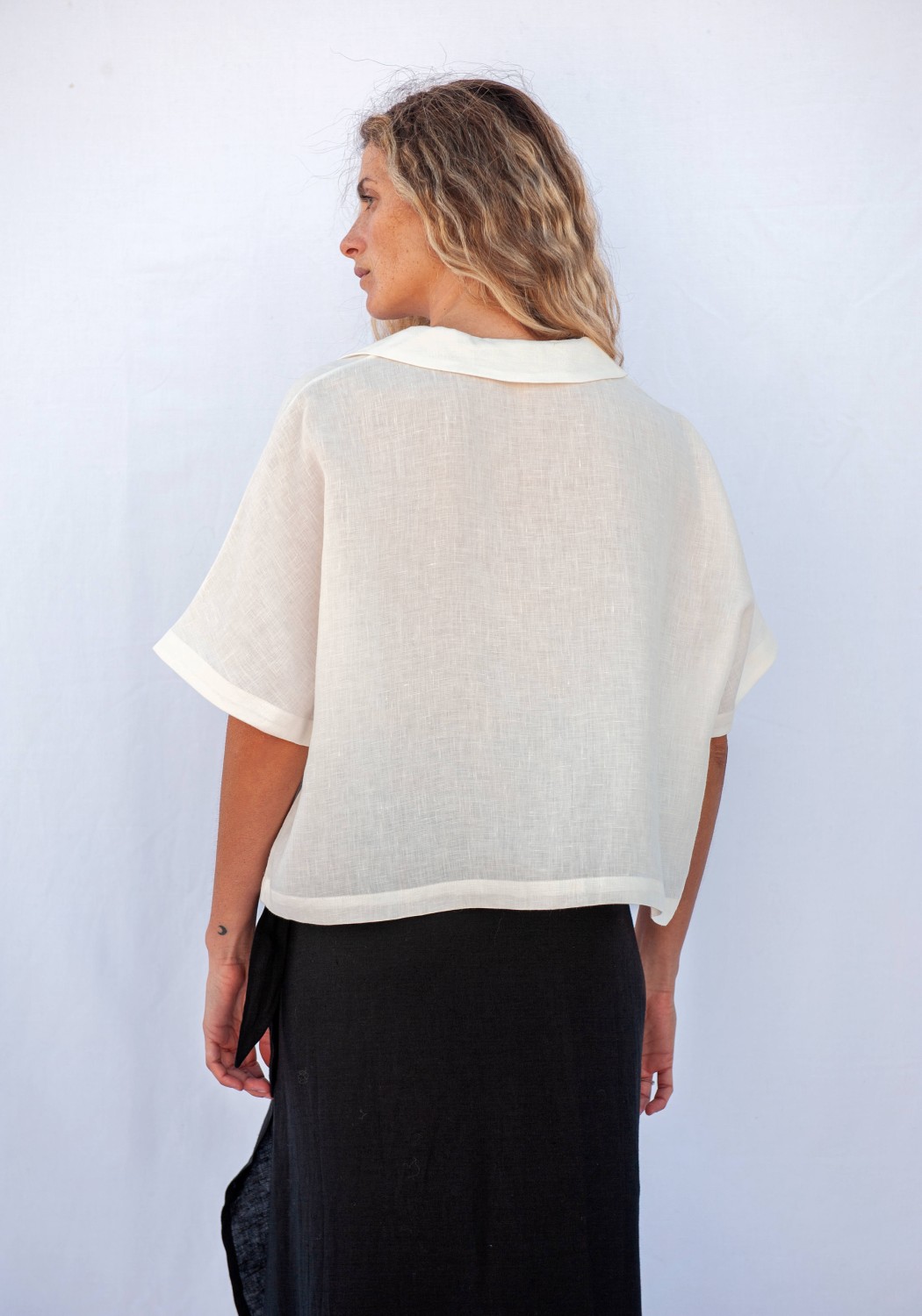 Jungle Folk Blouse Elise Linen Ecru