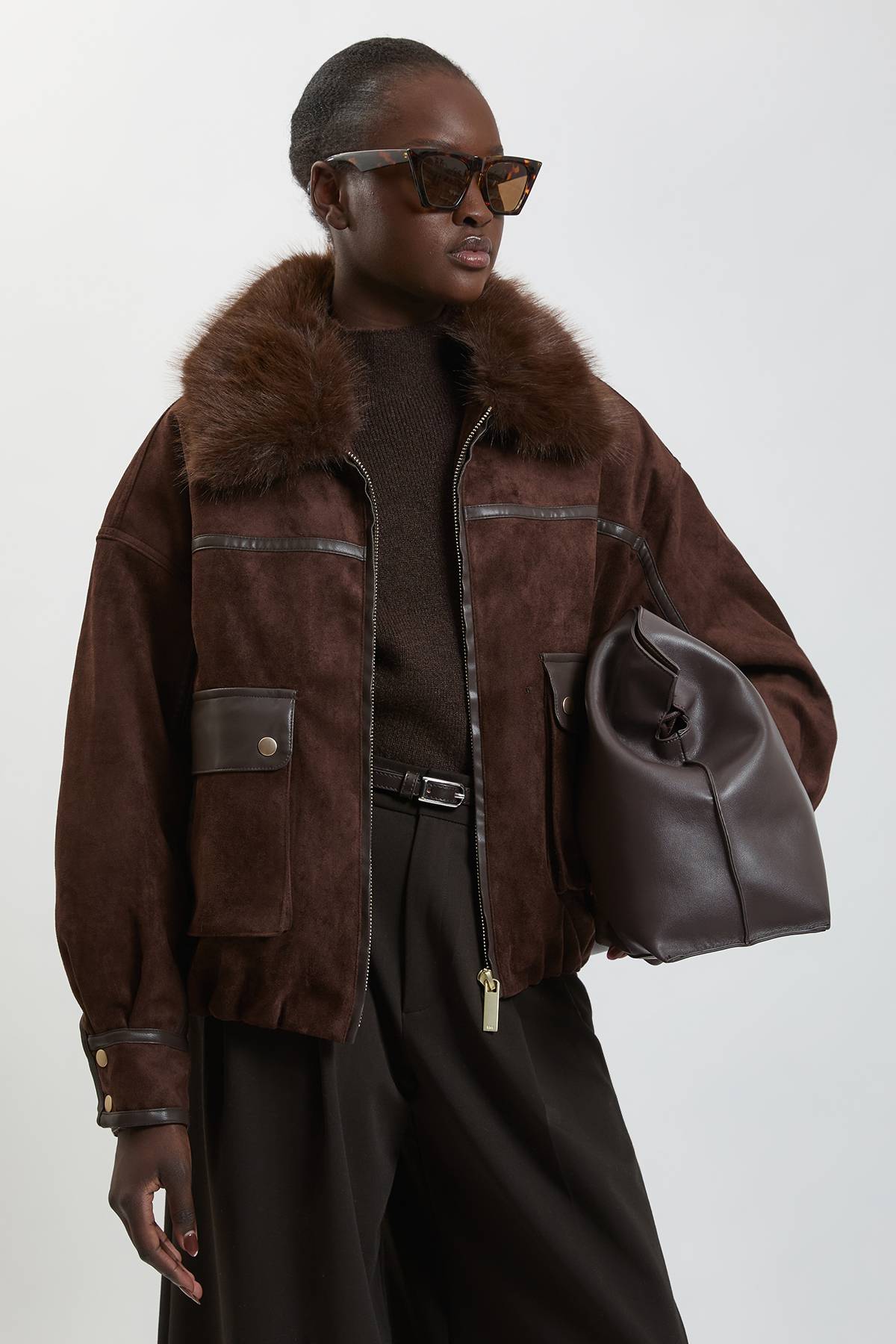 KarenMillen Blouson Bomber Court En Mélange De Synthétique
