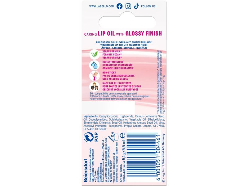 LABELLO Lip Oil Clear Glow 5.5 g Pflegendes Lippenöl mit glänzendem Finish