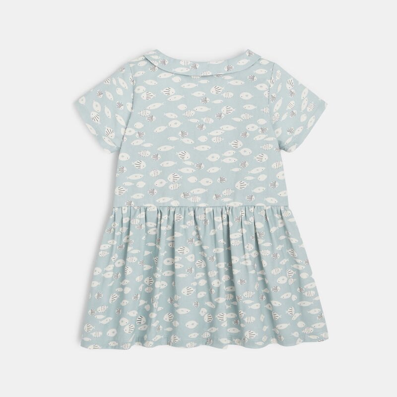Robe chemisier bébé fille en twill bleue Absorba Bleu