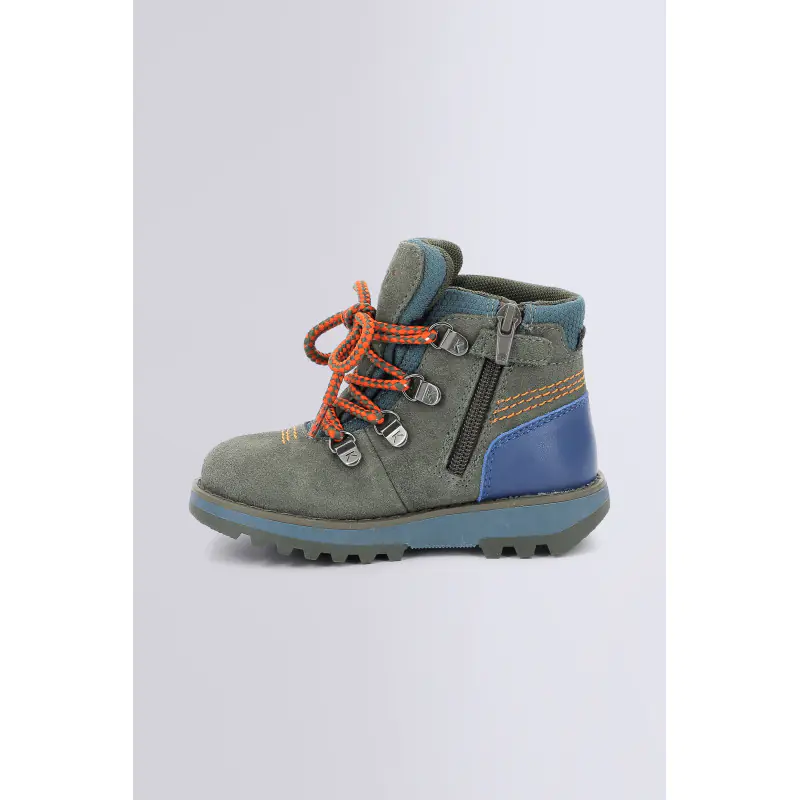 KICKNATURE KAKI ORANGE BOTTILLONS Cuir Garçon
