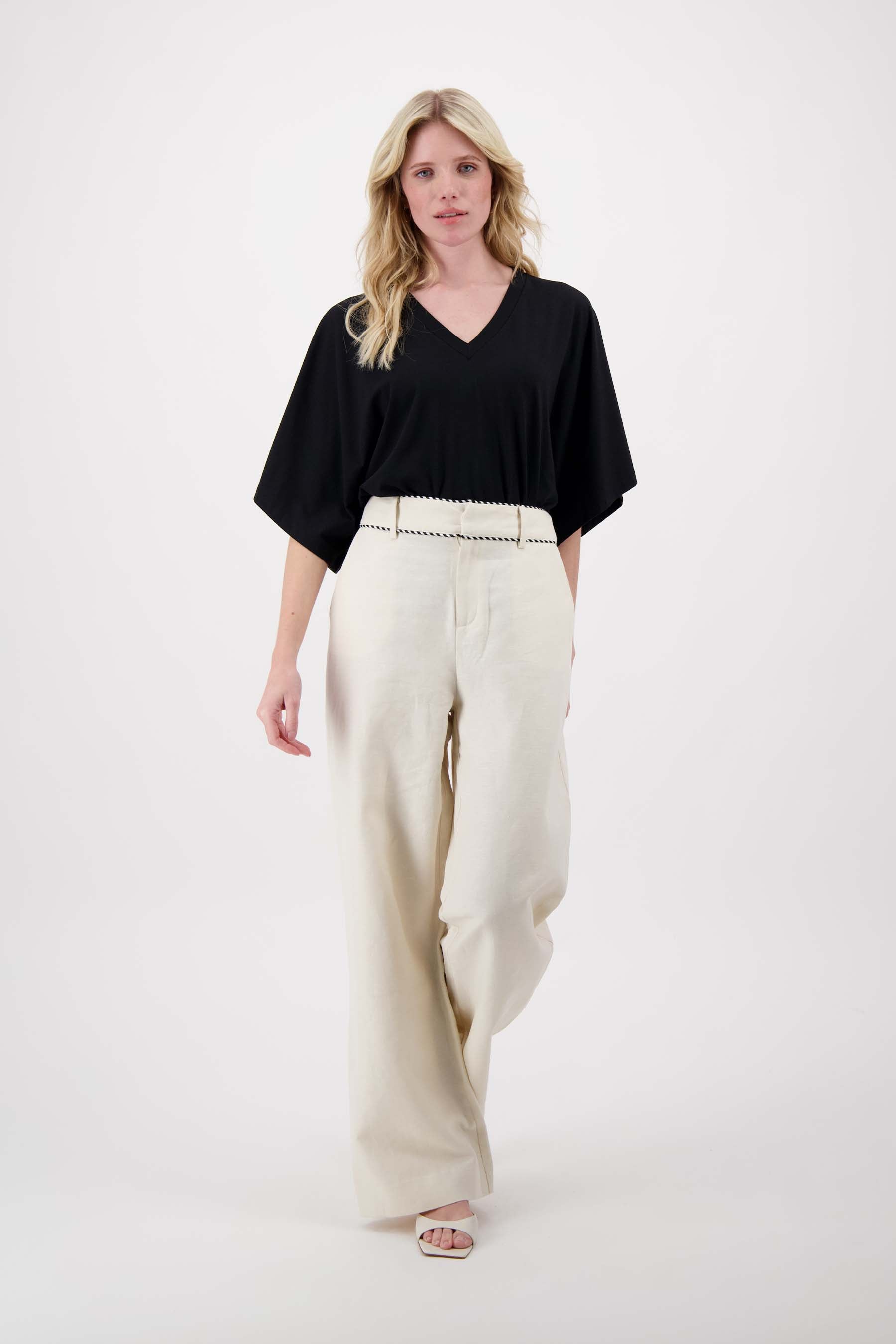 linnen broek met tape details