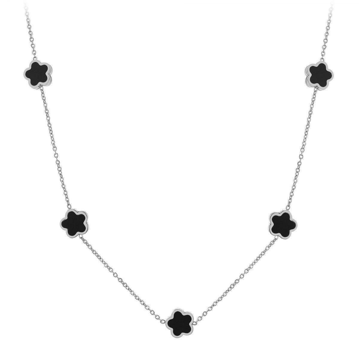 Collier fleurs SC Crystal en acier inoxydable
