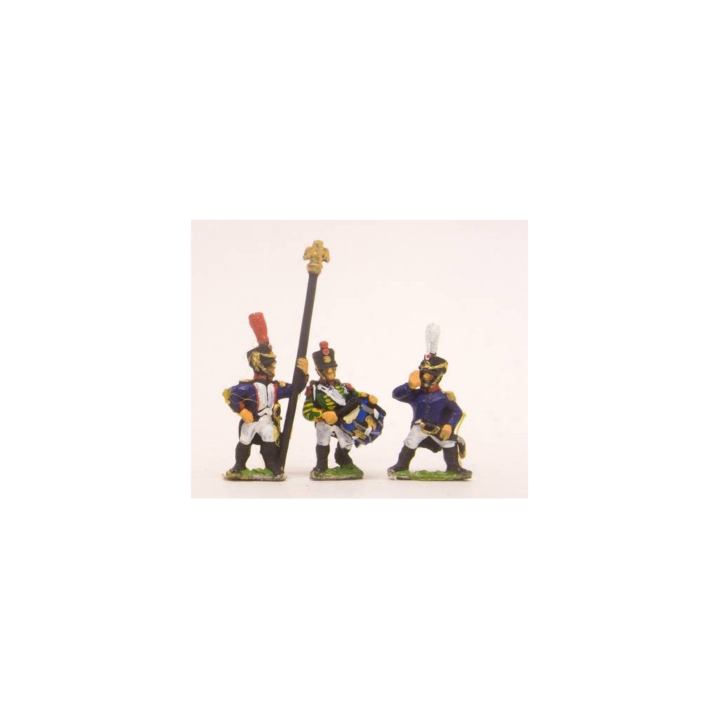 French: Command: Officer, Standard Bearer & Drummer advancing