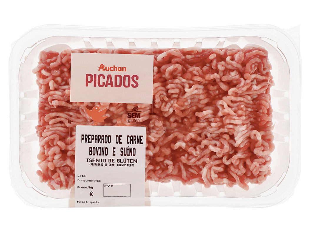 PREPARADO DE CARNE PICADA DE BOVINO / SUINO SEM GLÚTEN AUCHAN 400GR