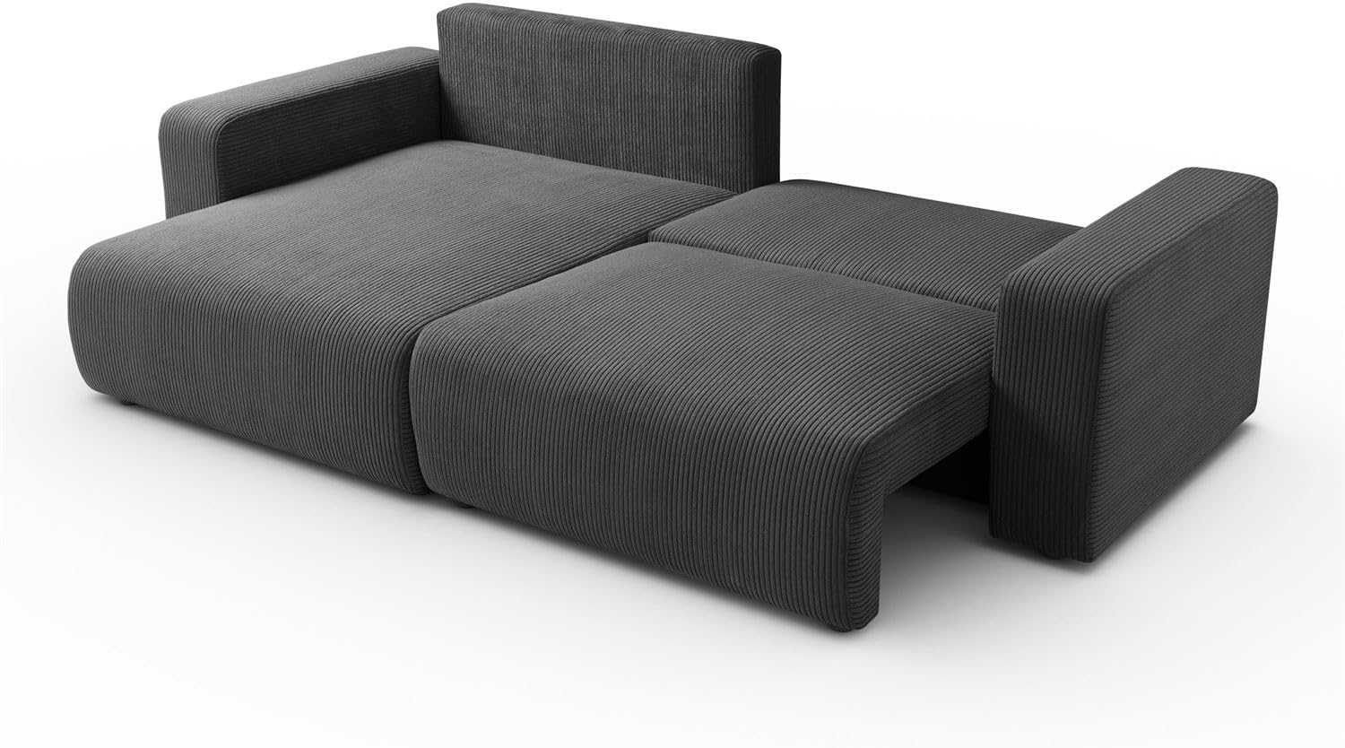 Lookway Ecksofa Opera mit Schlaffunktion und Bettkasten, universaler L-Form Schlafsofa mit Liegefläche 125x205 cm, Wohnzimmer Sofa (Dunkelgrau - Poso 34)