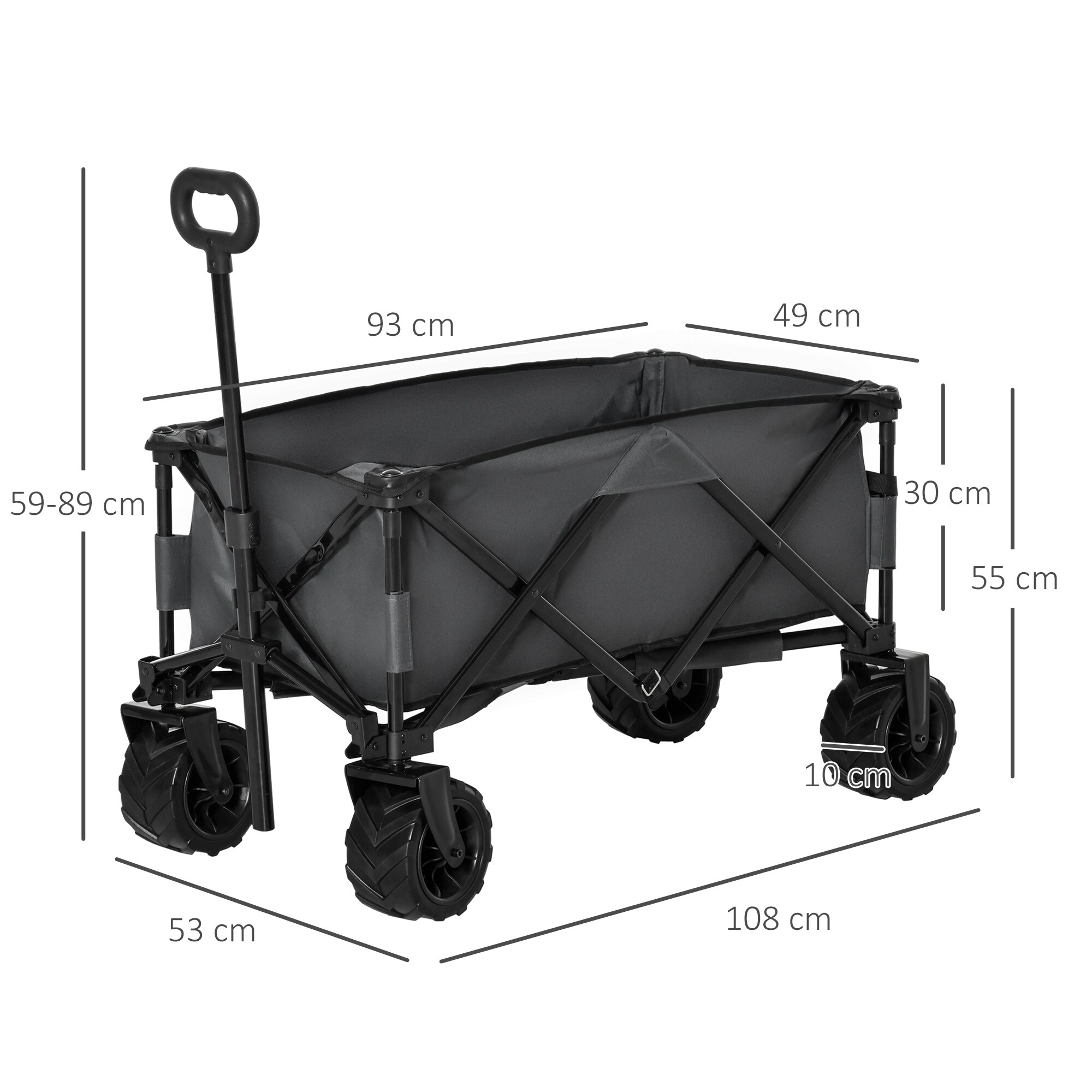Outsunny Gerätewagen Geräumiges Design, das bis zu 70 kg tragen kann 108L x 53B x 59-89H cm (LxBxH)