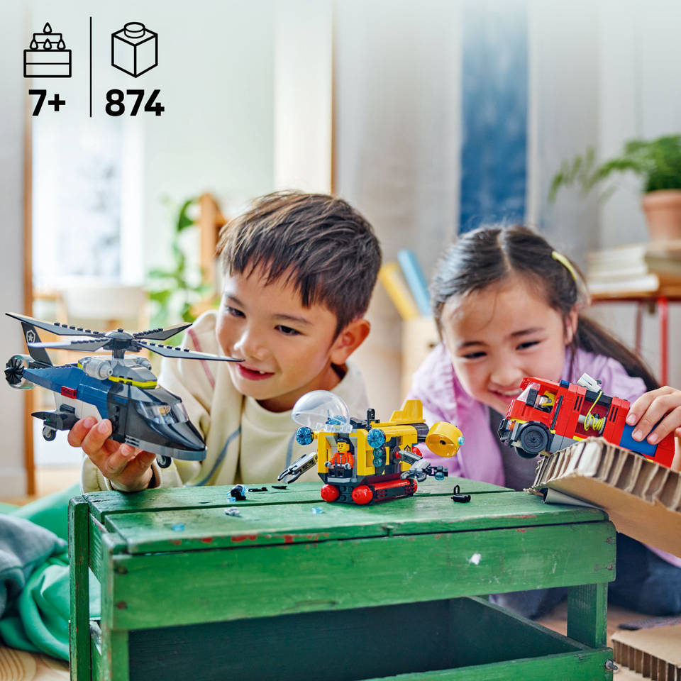 LEGO City helikopter, brandweerauto en onderzeeër remix 60462