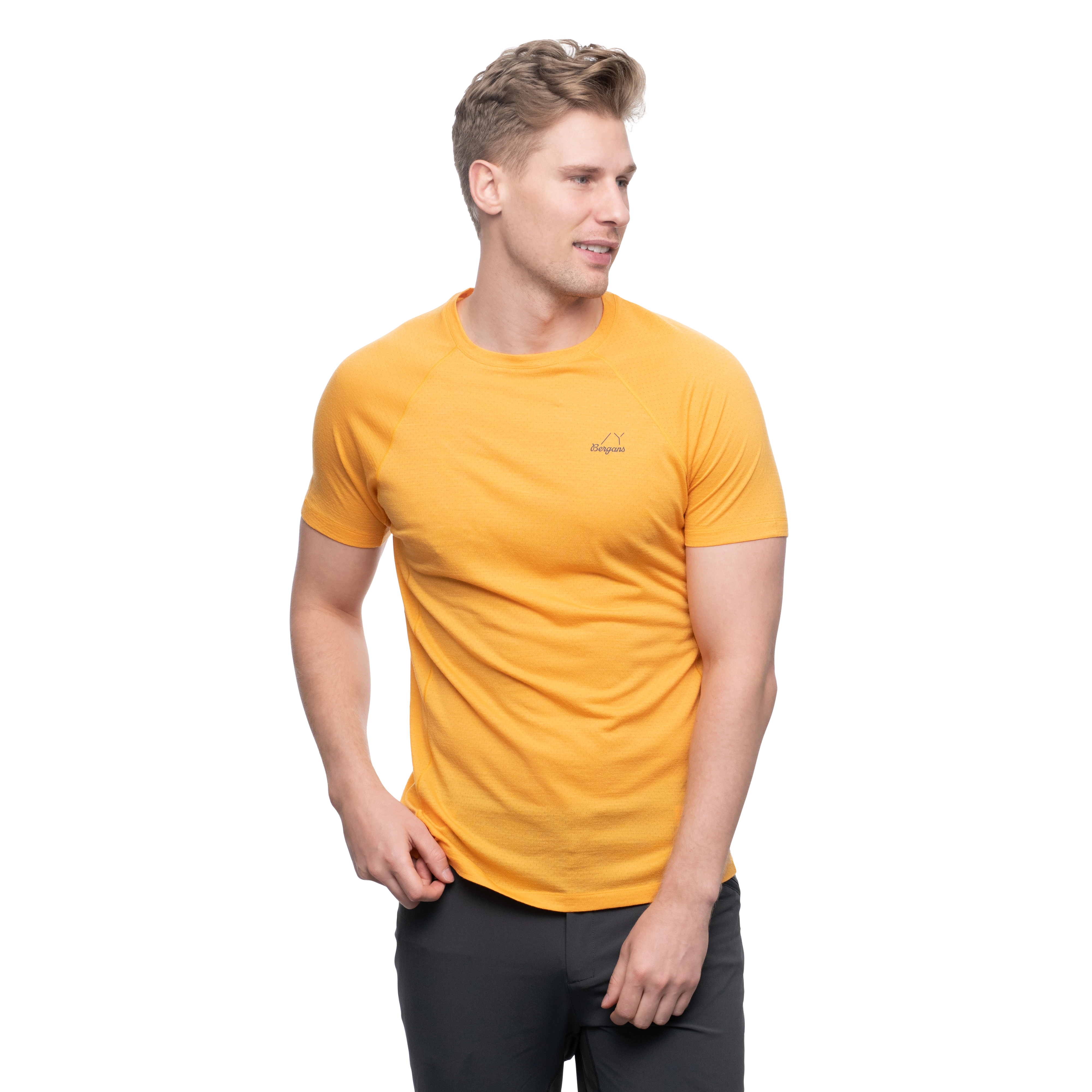 Y LightLine Merino Tee Men Mango Yellow