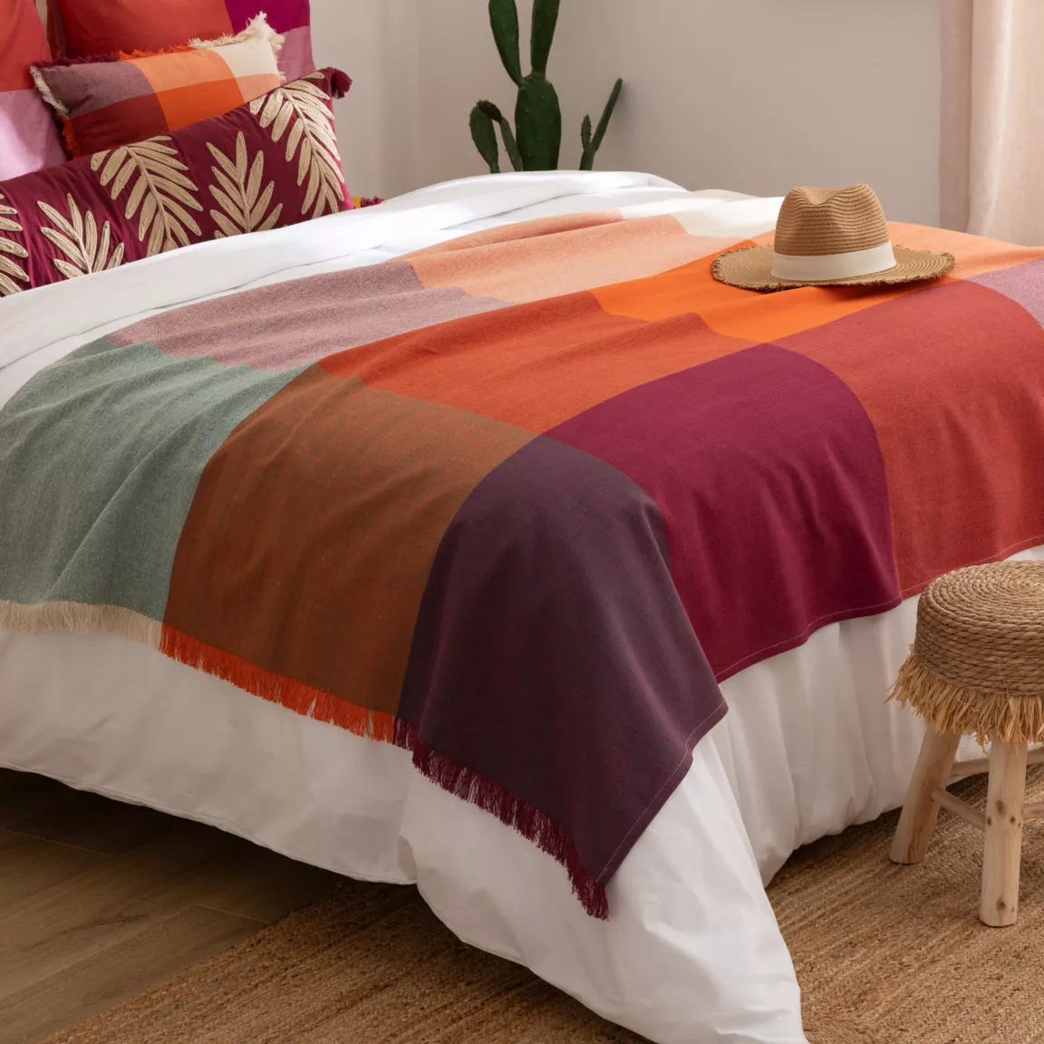 Jeté de lit coton (130 x 180 cm) Madras Multicolore