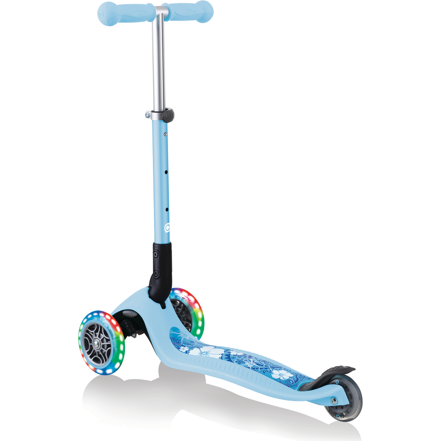 GLOBBER JUNIOR FOLDABLE FANTASY LIGHTS pastellblau-Flowers, mit Leuchtrollen
