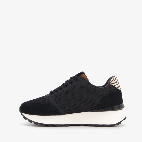 Hush Puppies leren dames sneakers zwart/bruin