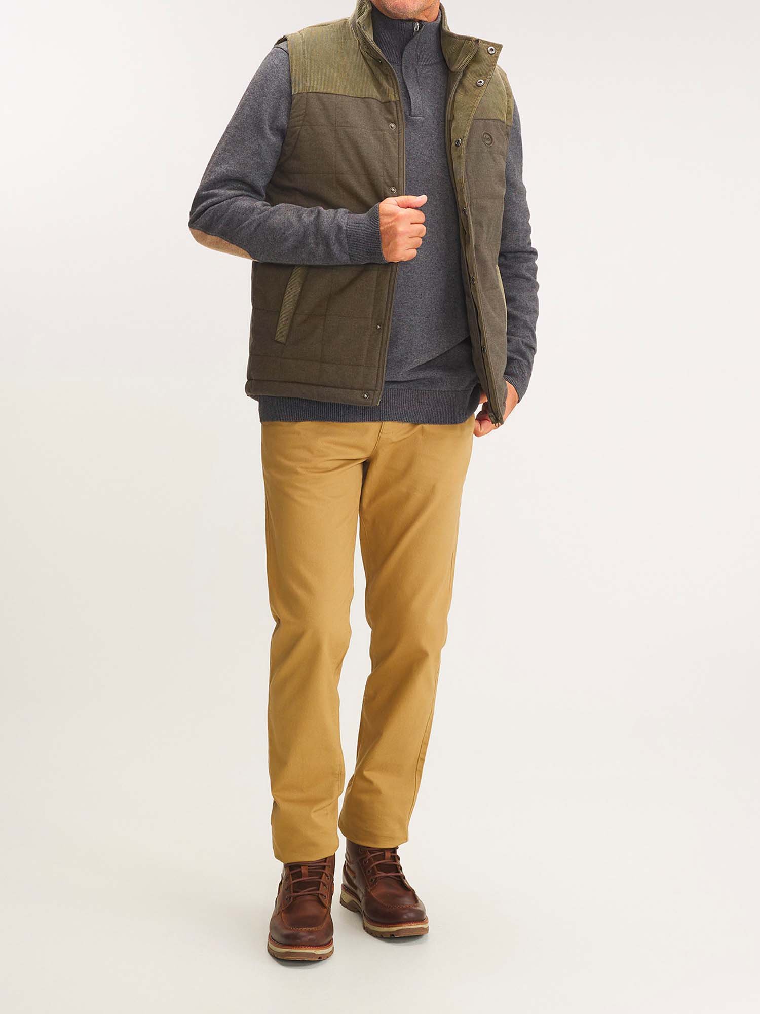 Doudoune Homme Sans Manches Velours Kaki