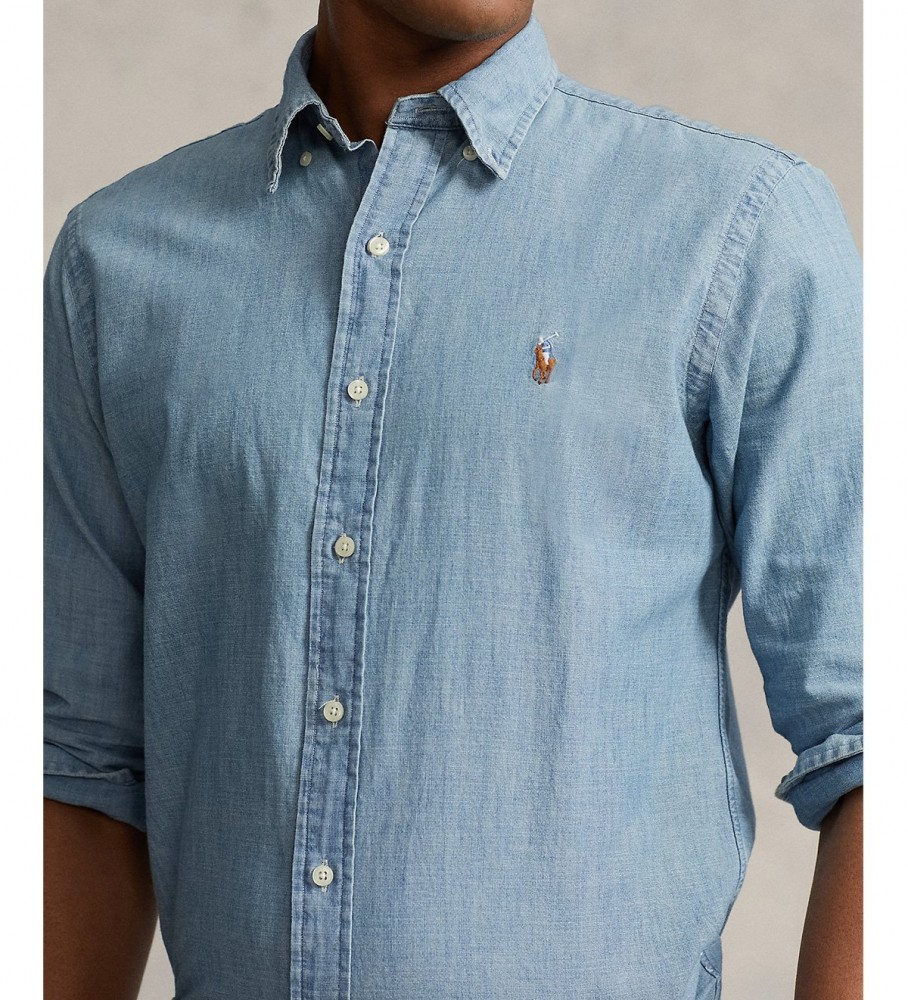 Camisa Ralph Lauren Custom Fit Azul Chambray