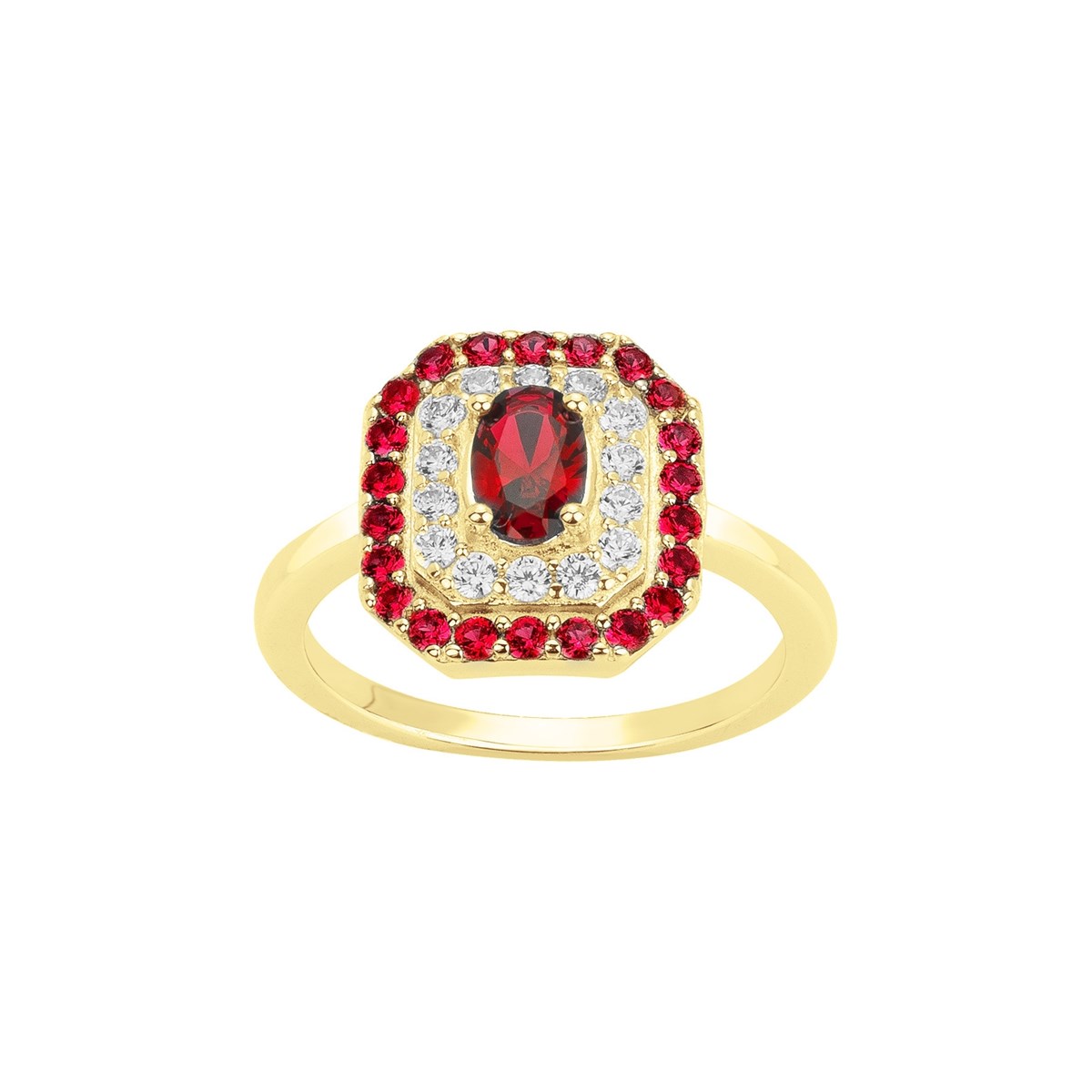 Bague en Plaqué Or avec spinelle rouge rubis