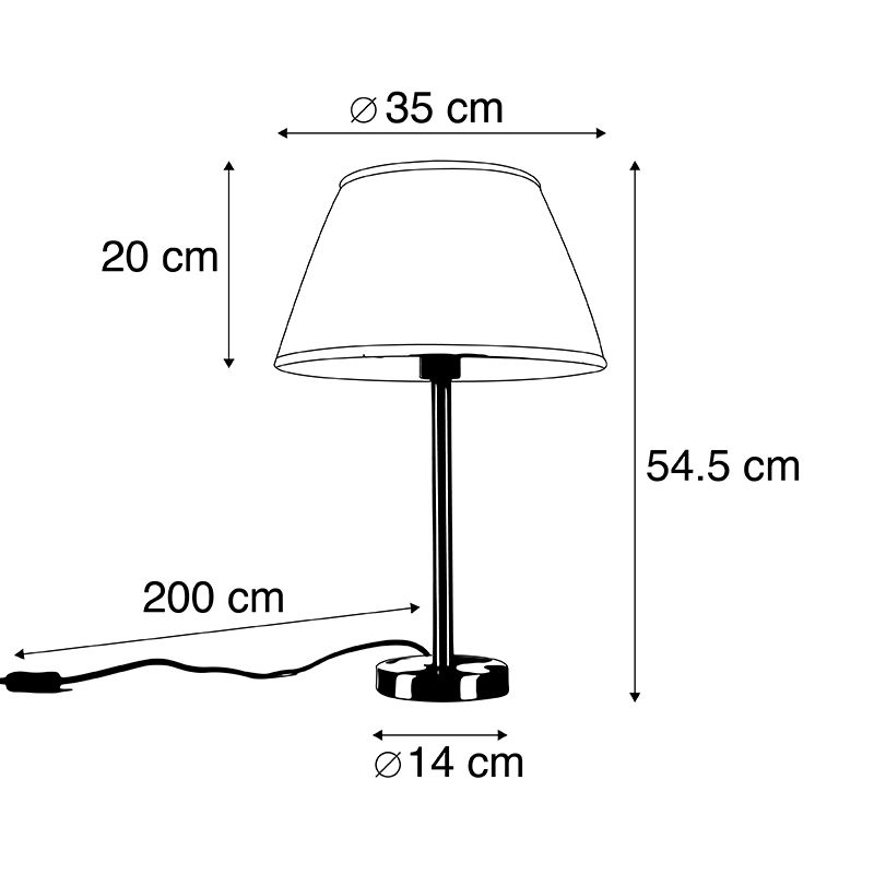 Klassiek tafellamp staal met plissé kap wit 35 cm - Simplo