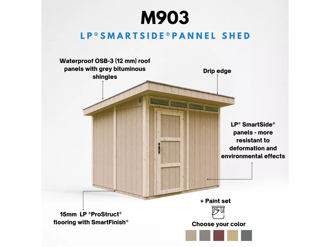 Abri de Jardin Qualité Premium 6m² /L294xL279xH237 cm - Timbela M903-TUNDRA GREY