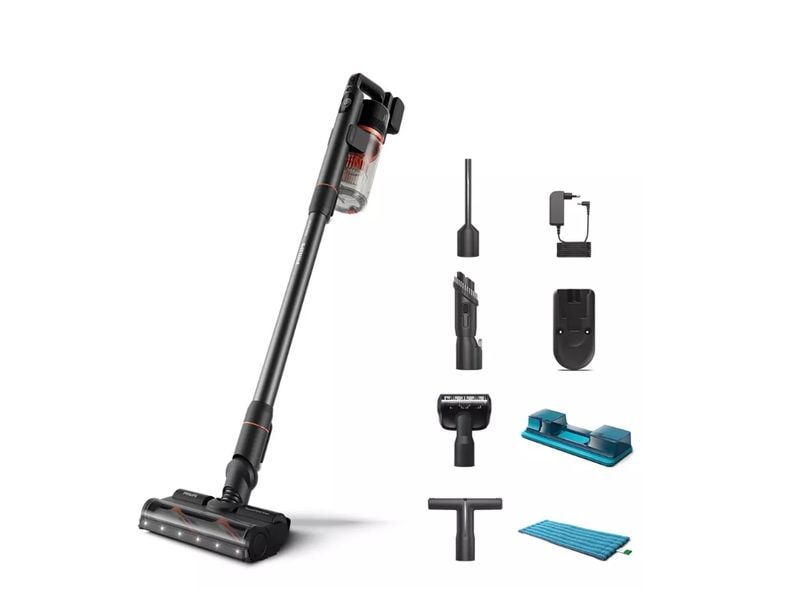 Philips Akku-Hand- und Stielsauger XC7055 Rot/Schwarz Kabelloser Akku-Staubsauger Aqua
