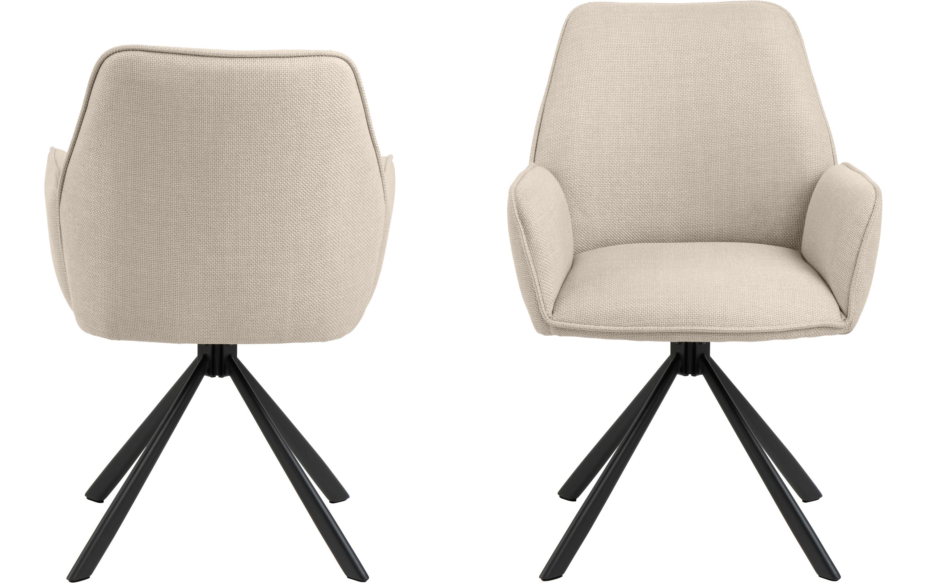 Stuhl Glenda, 2 Stück, Beige<br>Moderne Esszimmerstühle mit Armlehnen