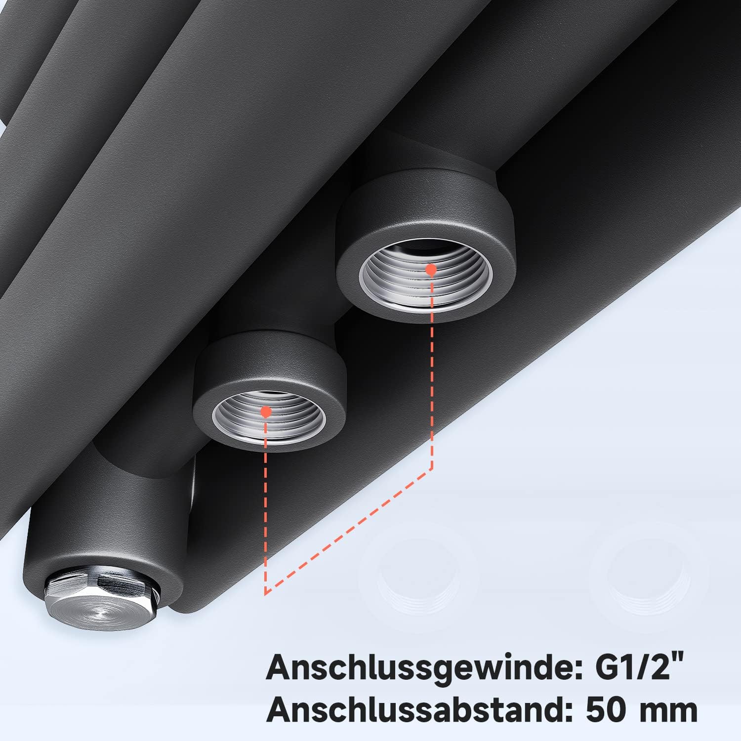 SONNI Design Heizkörper mit Multiblock 593x1200mm Anthrazit Doppellagig Horizontal Paneelheizkörper Seitenanschluss Badheizkörper