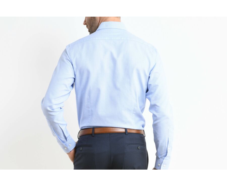 Chemise texturée bleu ciel et blanc - Col italien - TEODORO