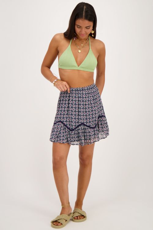 Groene bikini top triangel met rib en ruffle
