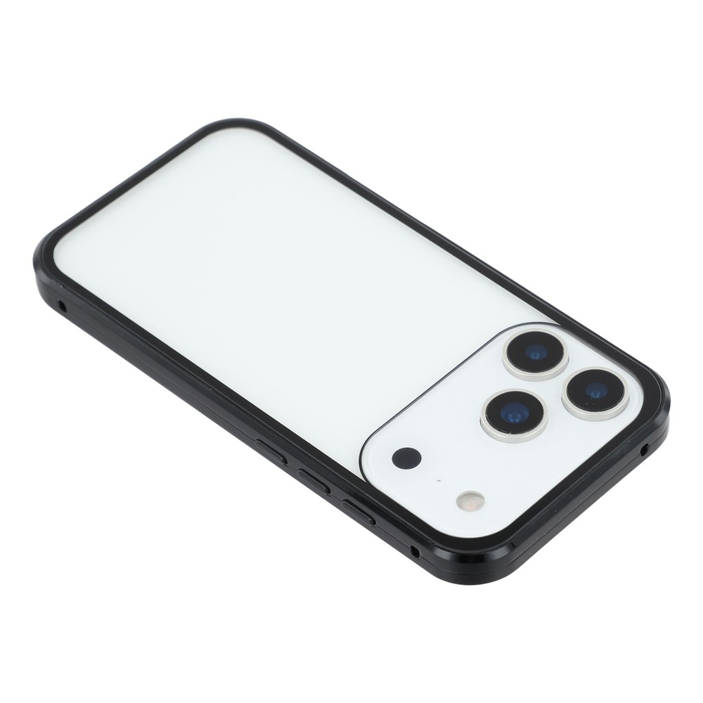 iPhone 17 Pro Magnetische Alu Schutzhülle mit Panzer Glas Backcover   Displayschutz (Magnet-Technologie) - Schwarz