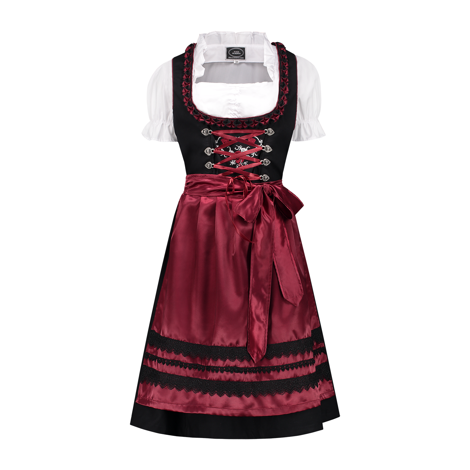 Zwart Rode Dirndl Jurk Oktoberfest Dames Bordeaux