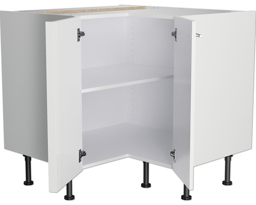 Optifit hoekonderkast Rurik986 BxDxH 90x58,4x87 cm wit glanzend gedemonteerd scharnier omkeerbaar (links of rechts te monteren)