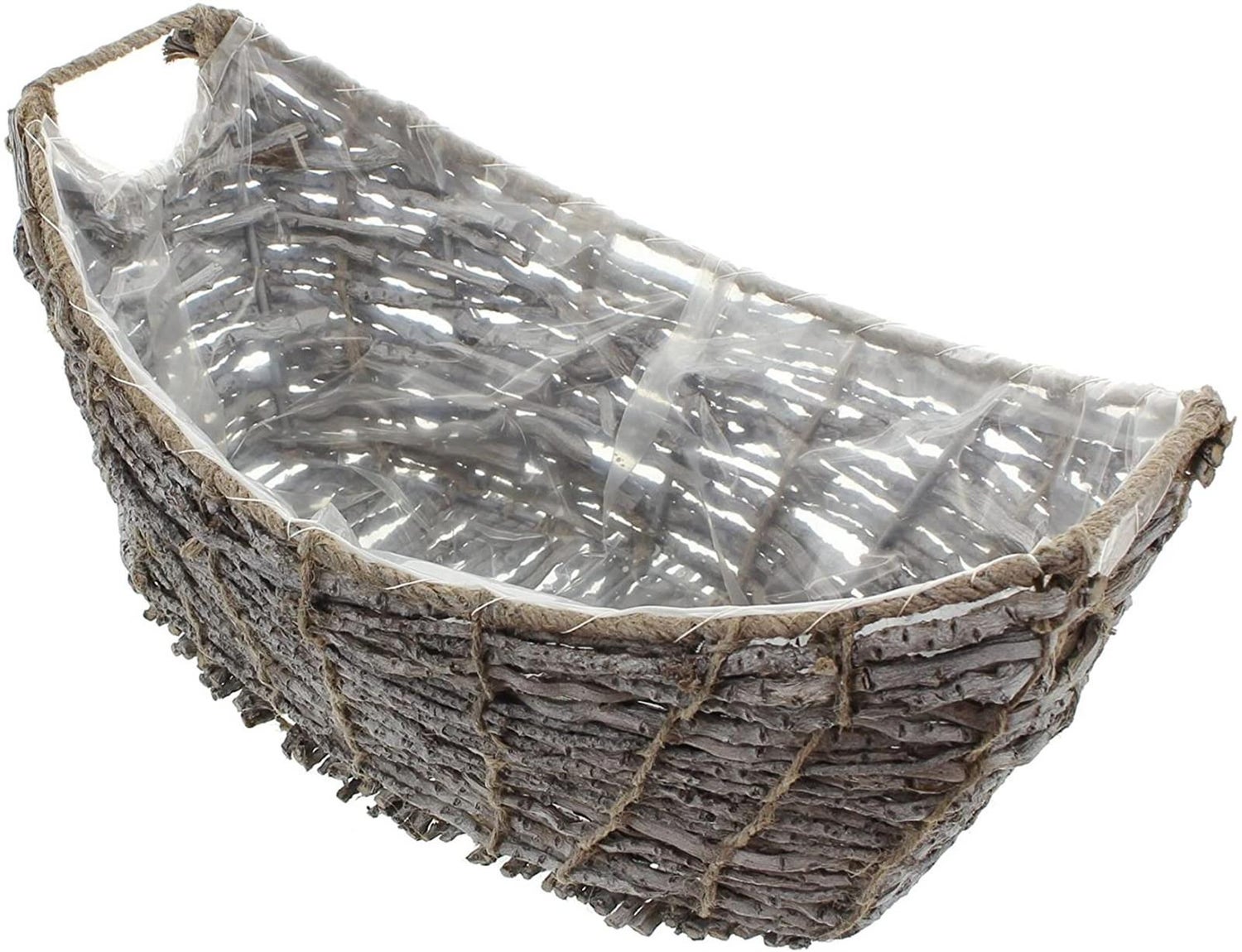 Decoratieve passie: Gebogen kokosplantenmand, bloempot van kokosbloesemtakken, plantenbak, bloemenschaal, plantenbak, plantenbak, tuindecoratie voor buiten