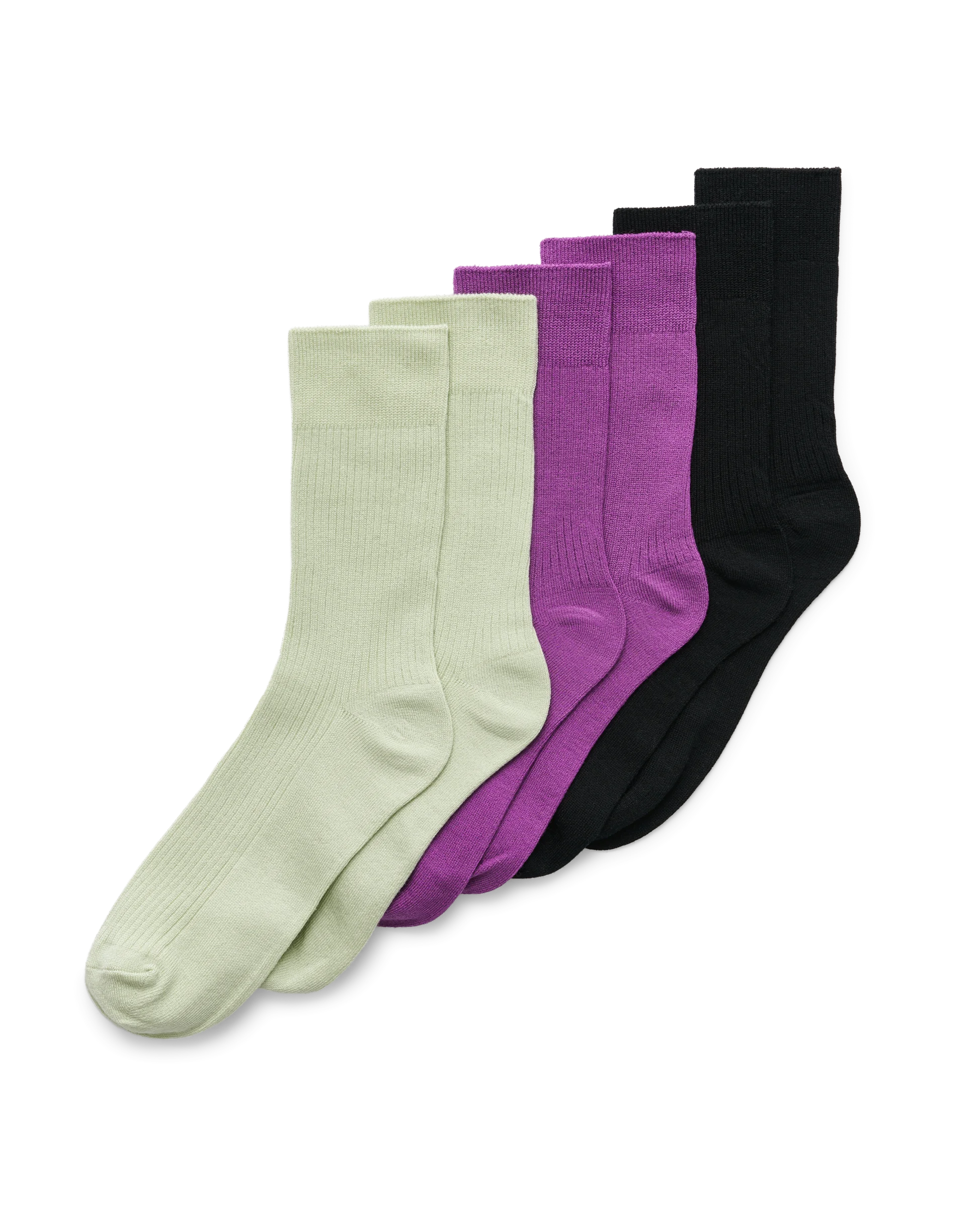 ECCO Vibe Ribbed Mid-Cut Damen Gerippte Socken Schwarz