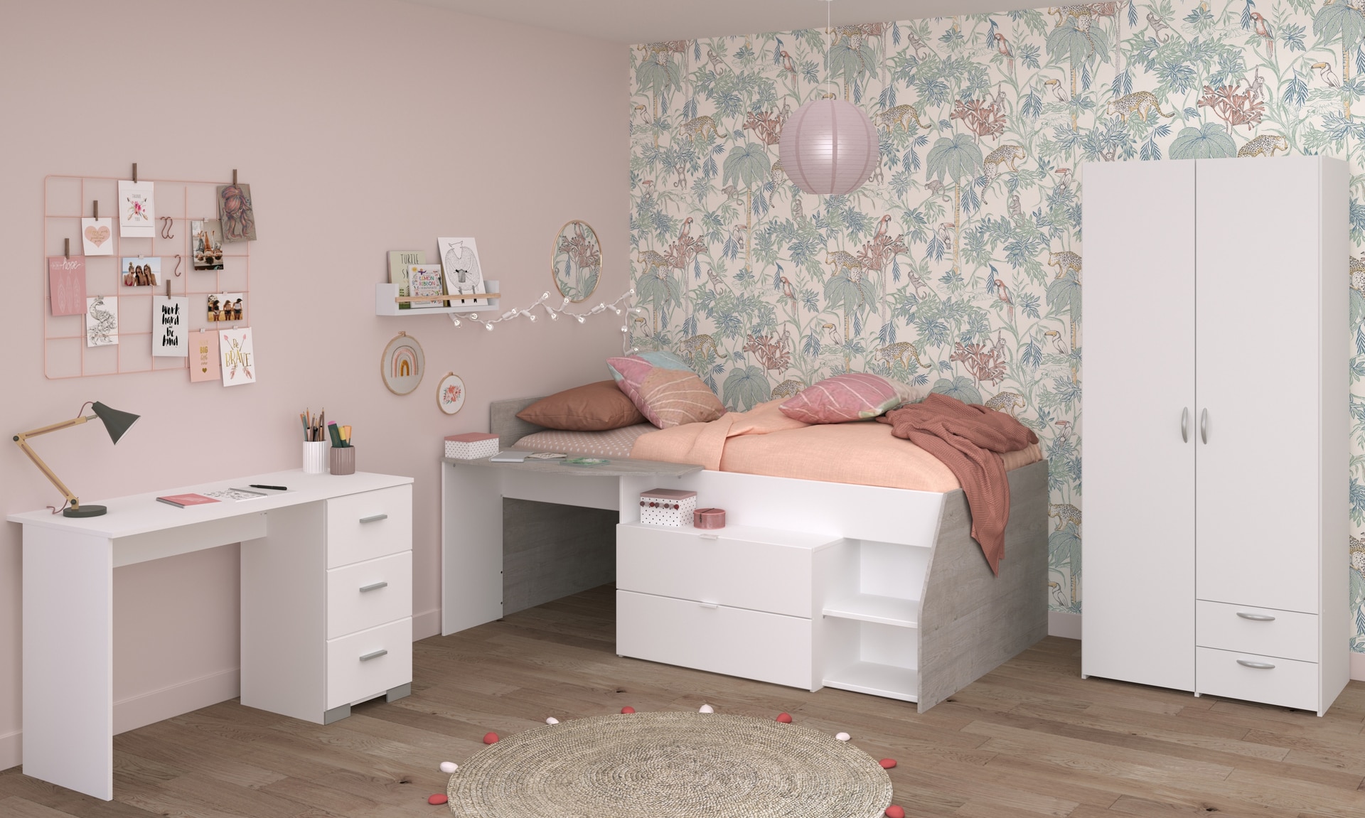 Parisot Kinderzimmer MILKY 13 3-teilig weiß/ grau