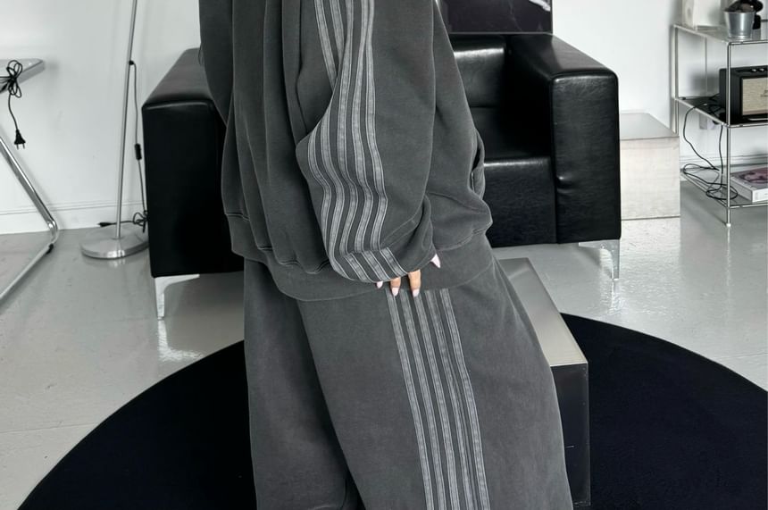 SeoulPop - Unisex gestreepte, gewassen, losse hoodie