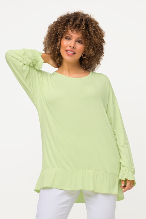 Shirt, Volants, Oversized, Rundhals, Langarm