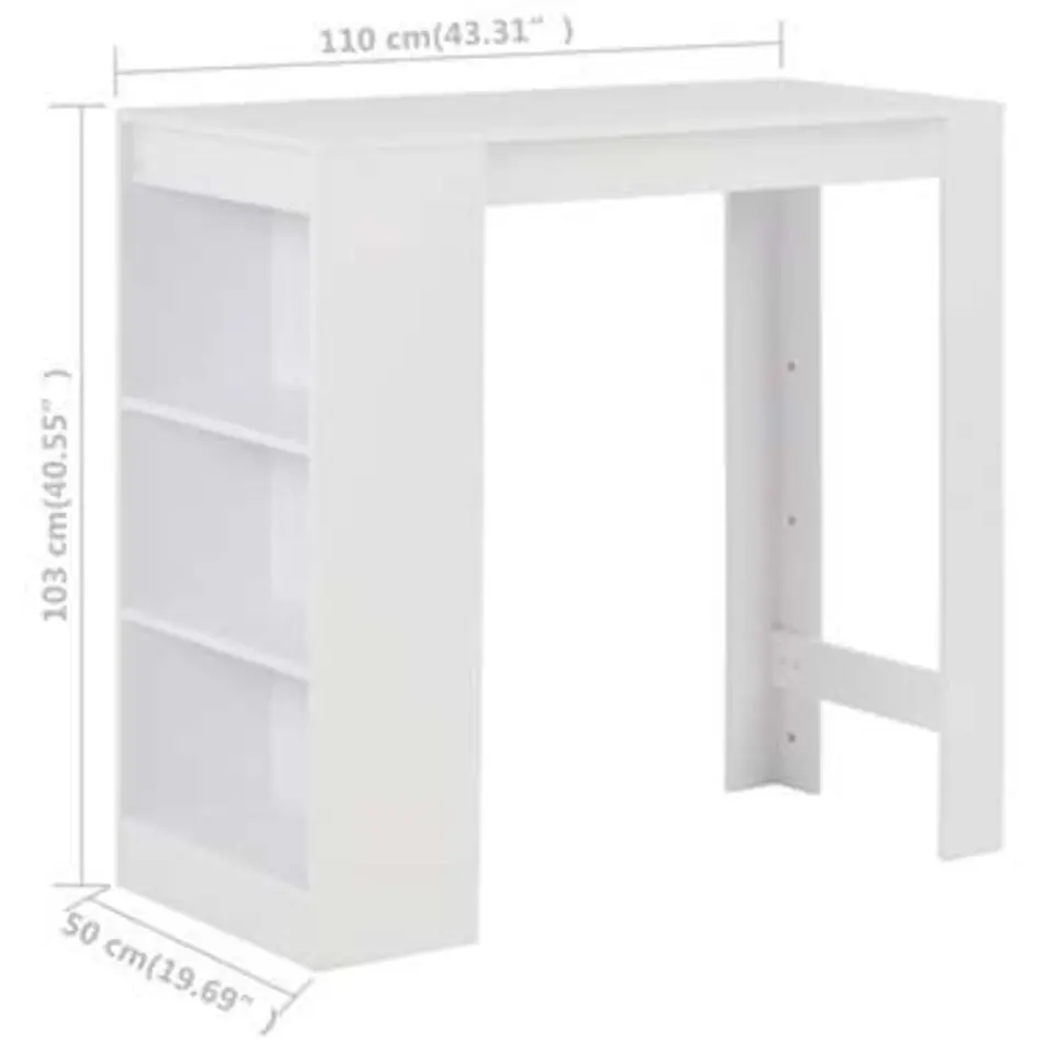 vidaXL - Bartafel - Wit - Bewerkt hout