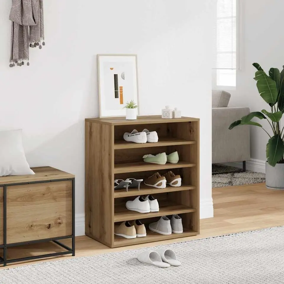 vidaXL - 5-laags Schoenenkast 10 paar - Artisana eiken - 60x35x70 cm