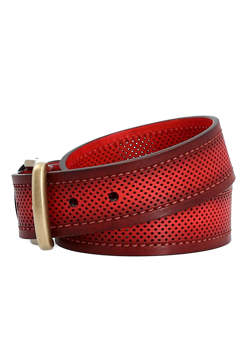CEINTURE OAKWOOD CUIR MINI PERFOS ROUGE