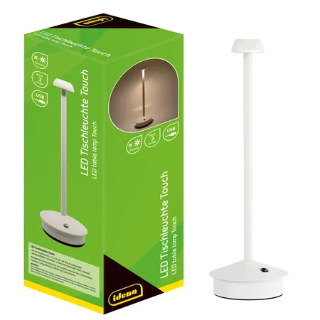 Idena LED Tischleuchte mit Akku in weiß, 29cm, dimmbar