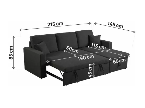 Canapé d'angle convertible/ réversible avec coffre 