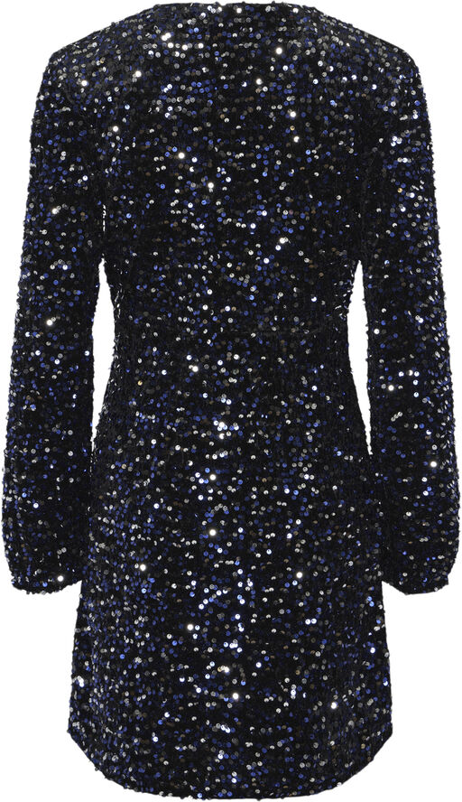 Pieces PCKAM LS WRAP DRESS BC Black/bellweather sequins