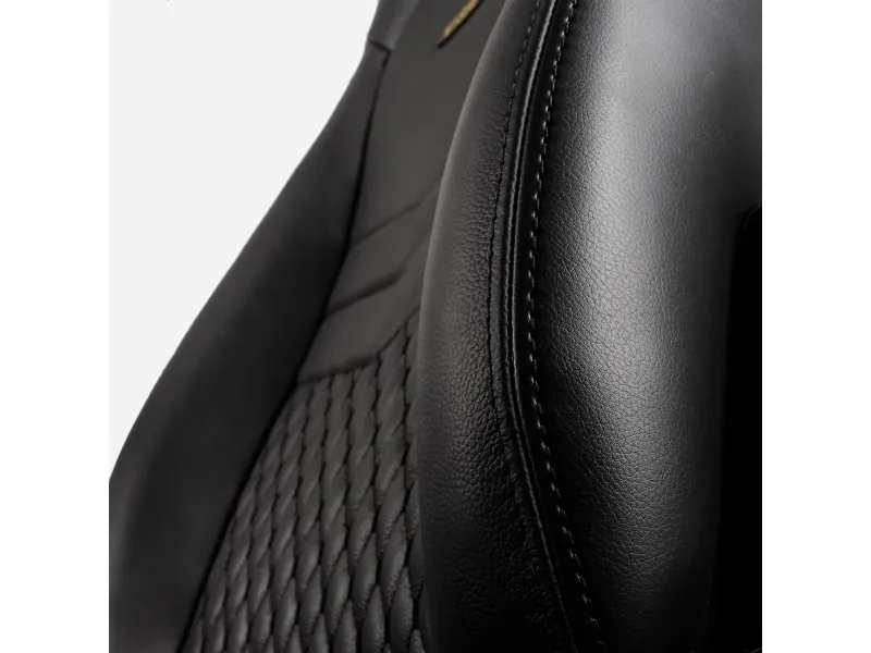 Noblechairs ICON - Stol - armstøtter - T-formet - vippe - drejeled - aluminium, polyurethan, stål, top-narv læder, nylon/polyetylen - sort