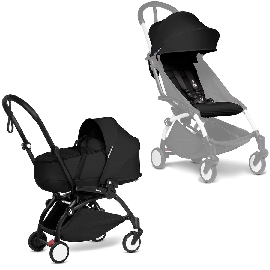 BABYZEN Kinderwagen YOYO2 0+ Black mit Liegewanne und Textilset Black