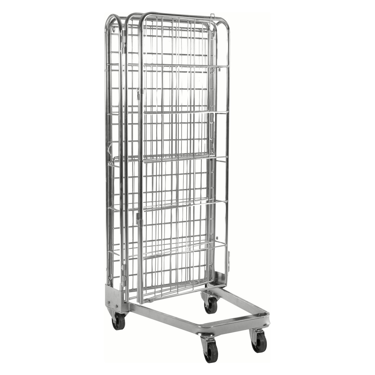 Kongamek verzinkte rolcontainer 800x730x1910mm stapelbaar met gaasbodem en 4 gaaswanden met rem