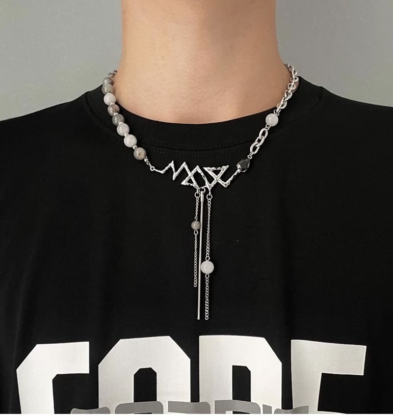 Lilafey - Edelsteen kralenketting met franjes