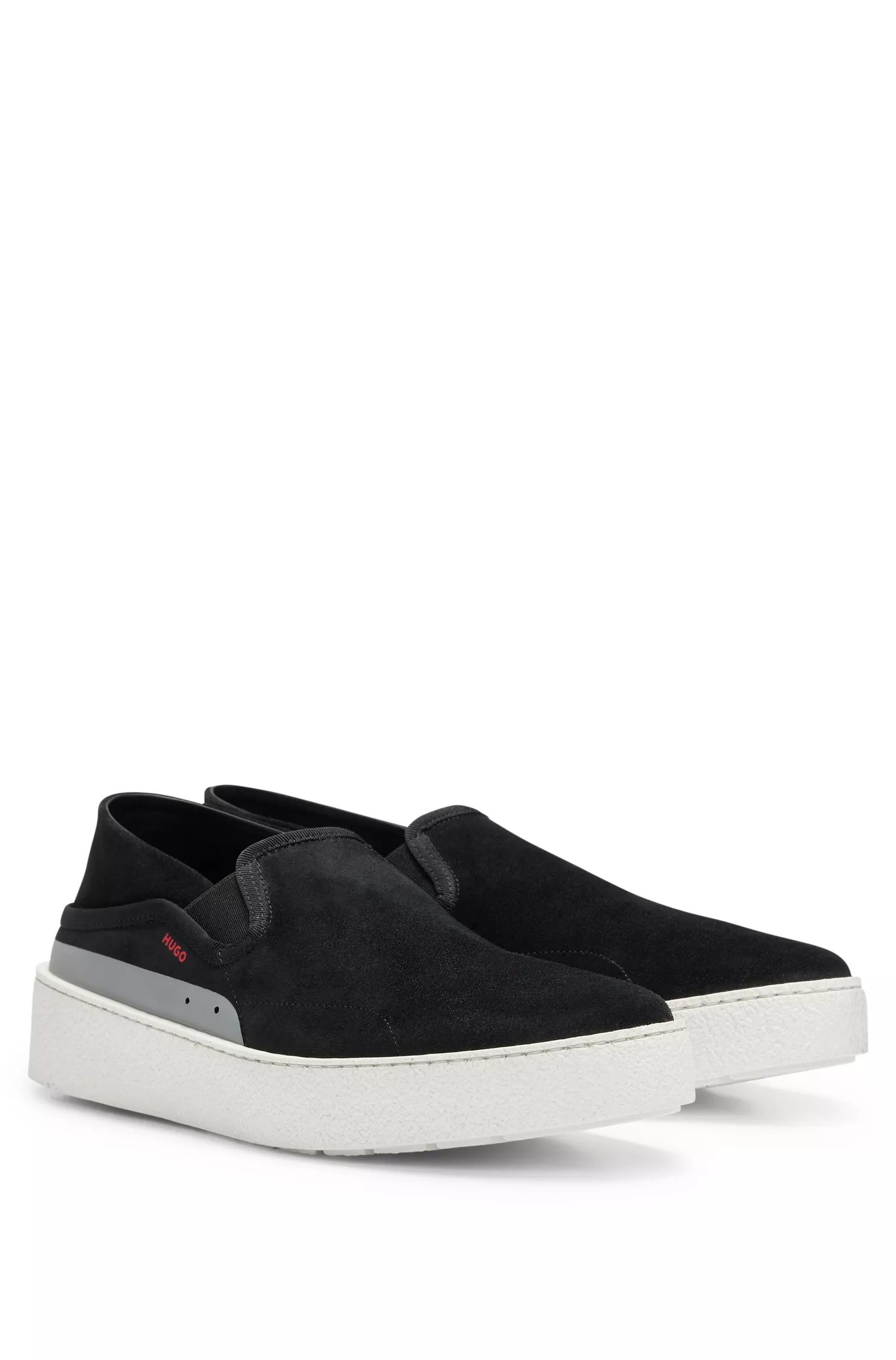 Sapatos slip-on HUGO em camurça vermelha com sola de crepe.