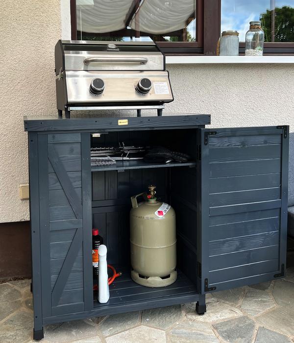 Habau Holz-Gartenschrank Logan, anthrazit, ca.